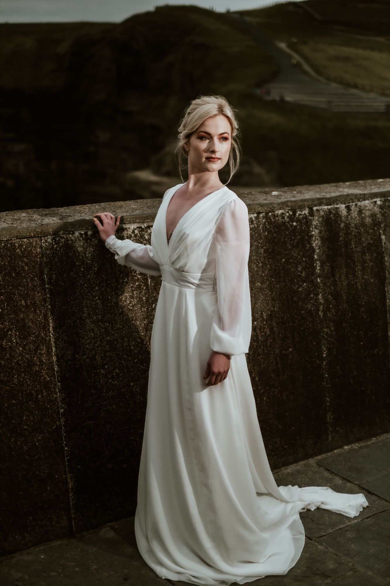 Ivory chiffon alternative wedding dress