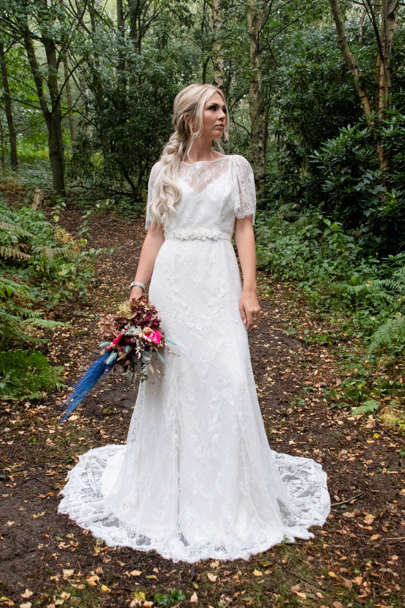 ivory  lace boho wedding dress