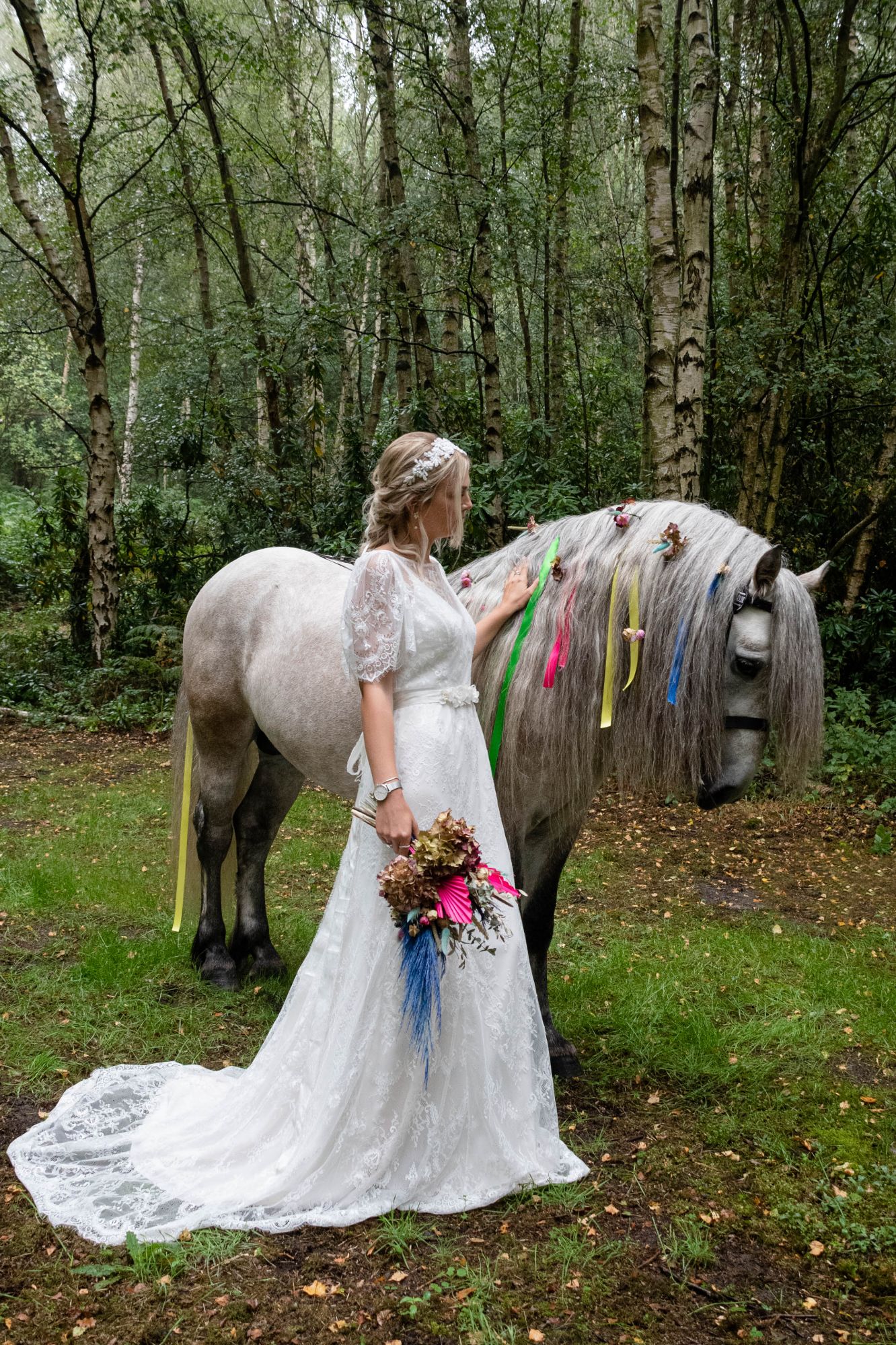 Ivory chiffin boho alternative wedding dress