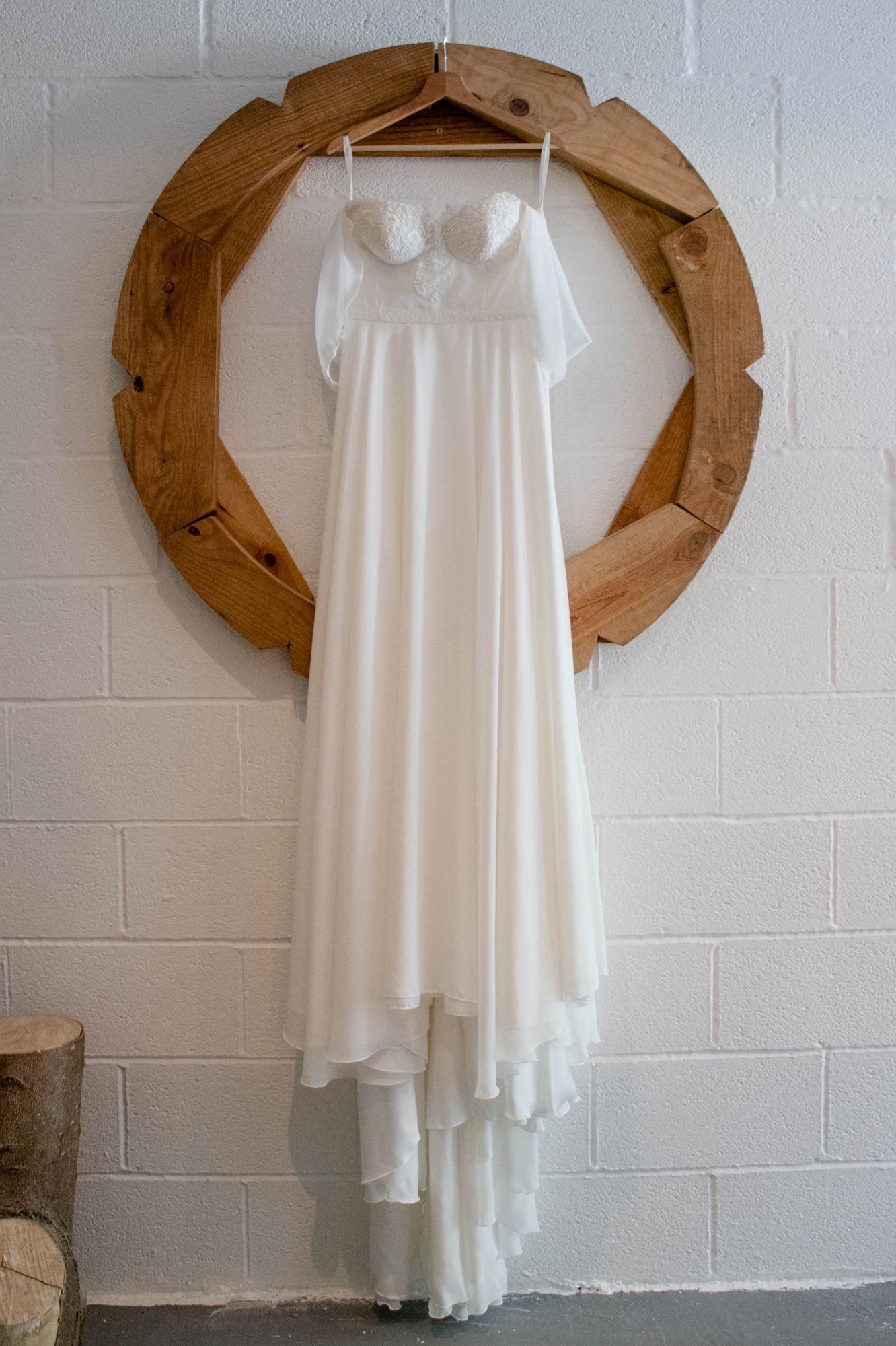 Ivory chiffon boho alternative wedding dress