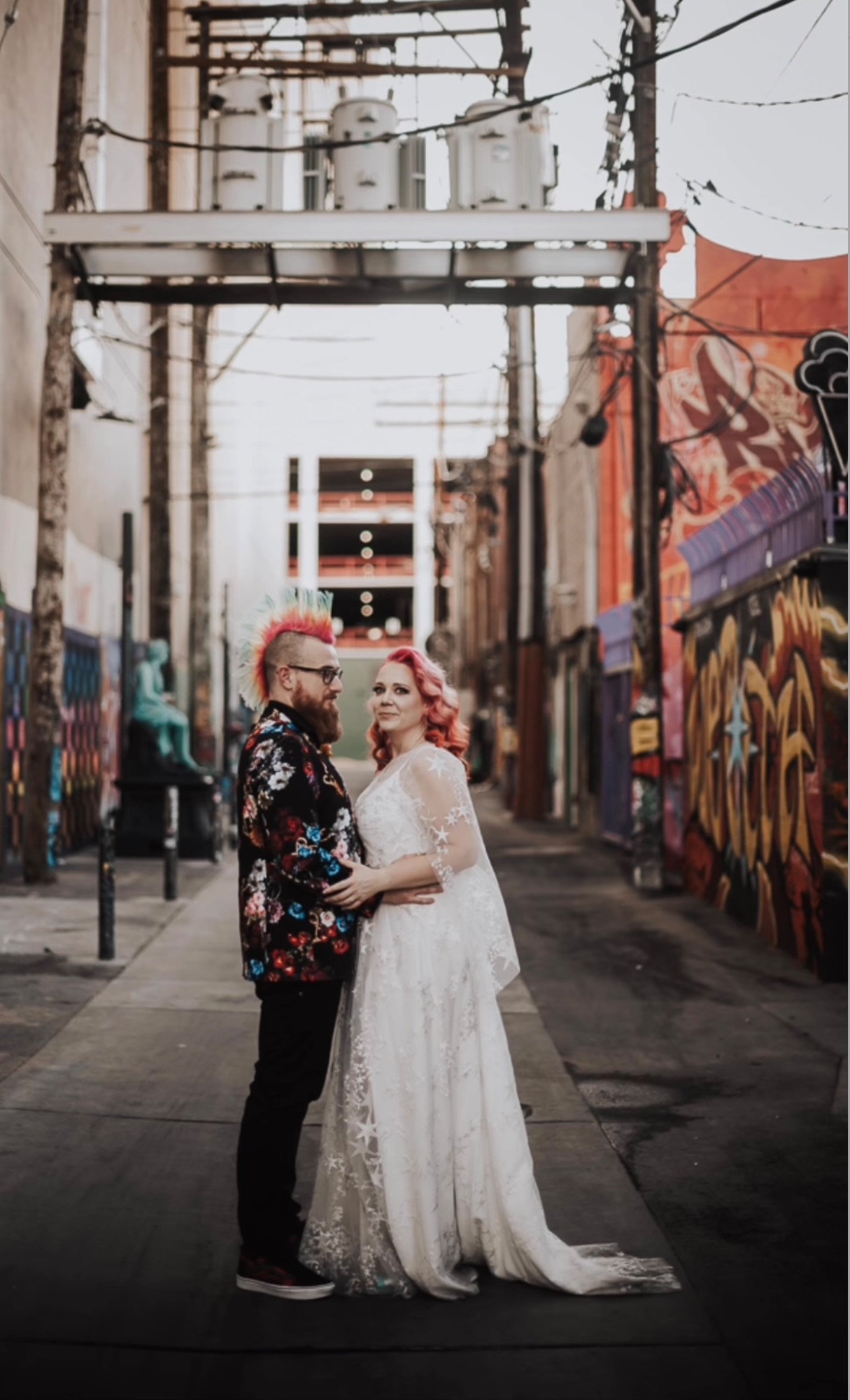 Wedding dress with ivory star tulle overlay