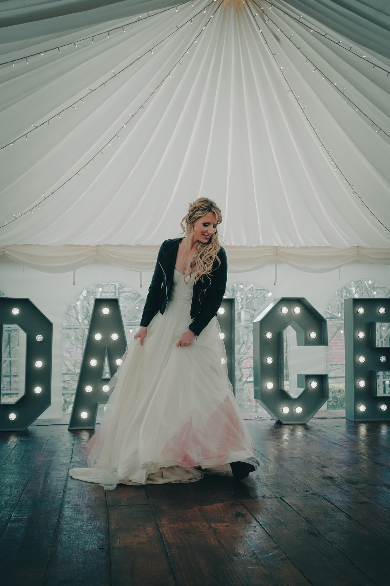 ombre pink wedding dress