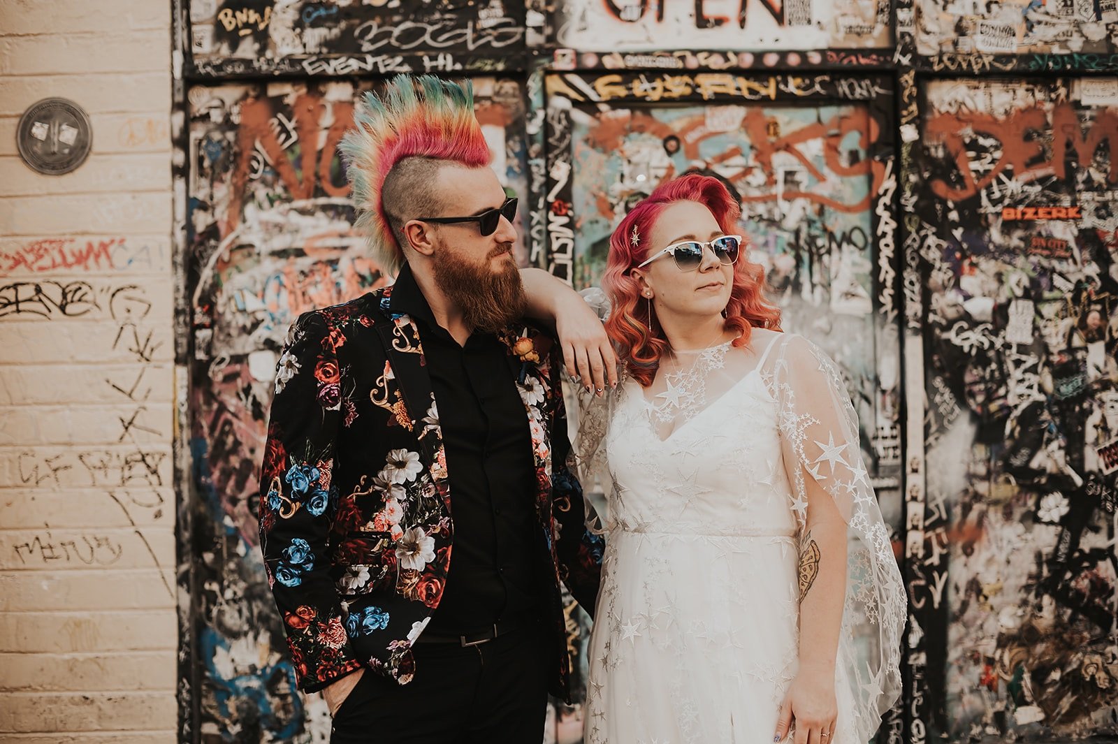 celestial star wedding dress, punk wedding