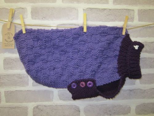 Handmade Posh Dog Jumper - 061 - chunky Basket weave pattern size M/L
