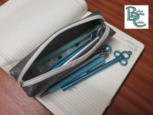 Long, slim, box shape pencil case - gun metal grey