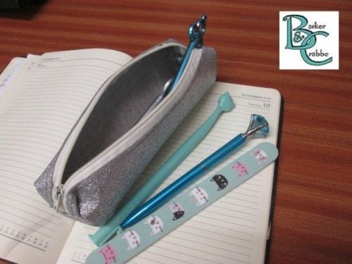 Long, slim, box shape pencil case - silver