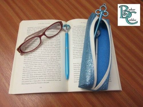Long, slim, box shape pencil case - turquoise blue