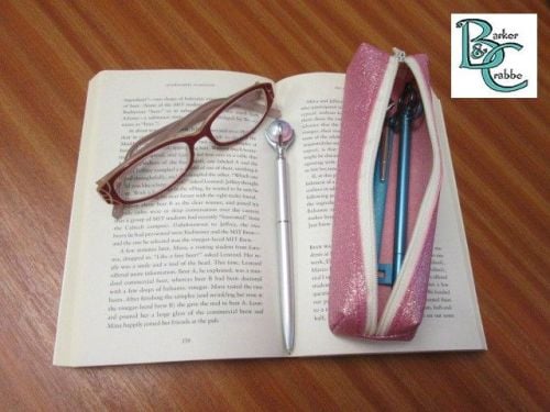 Long, slim, box shape pencil case - pale pink