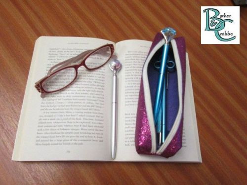 Long, slim, box shape pencil case - purple
