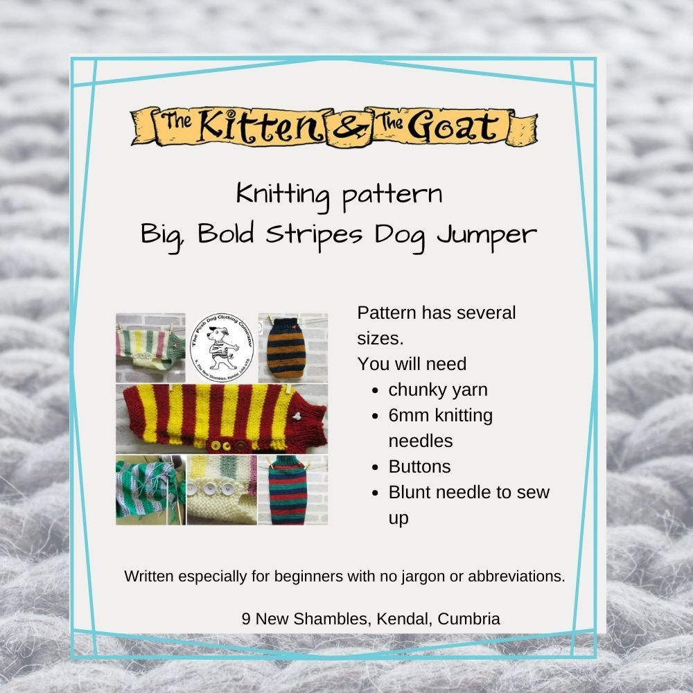 download knitting pattern - The Posh Dog Clothing Company - Big, Bold Stripes Dog Jumper