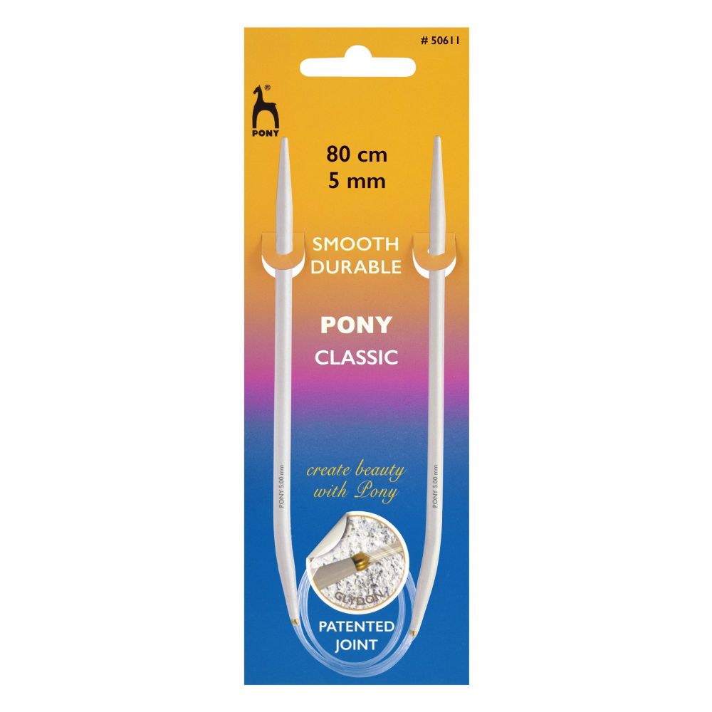 Circular Pony brand knitting needles - size 5mm - length 80cm