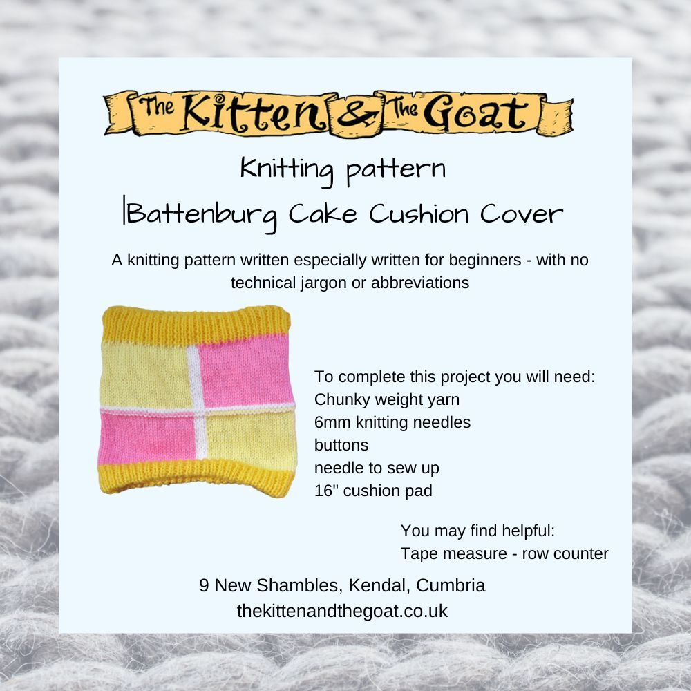 download knitting pattern - Chunky Knit Battenburg Cake Cushion Cover knitting pattern