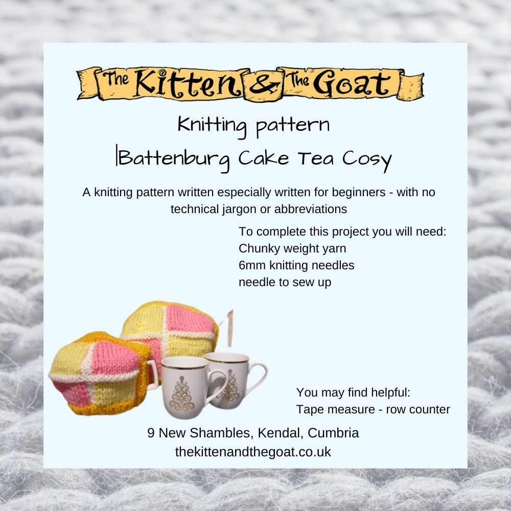 download knitting pattern - Chunky Knit Battenburg Cake Teapot Cosy knitting pattern
