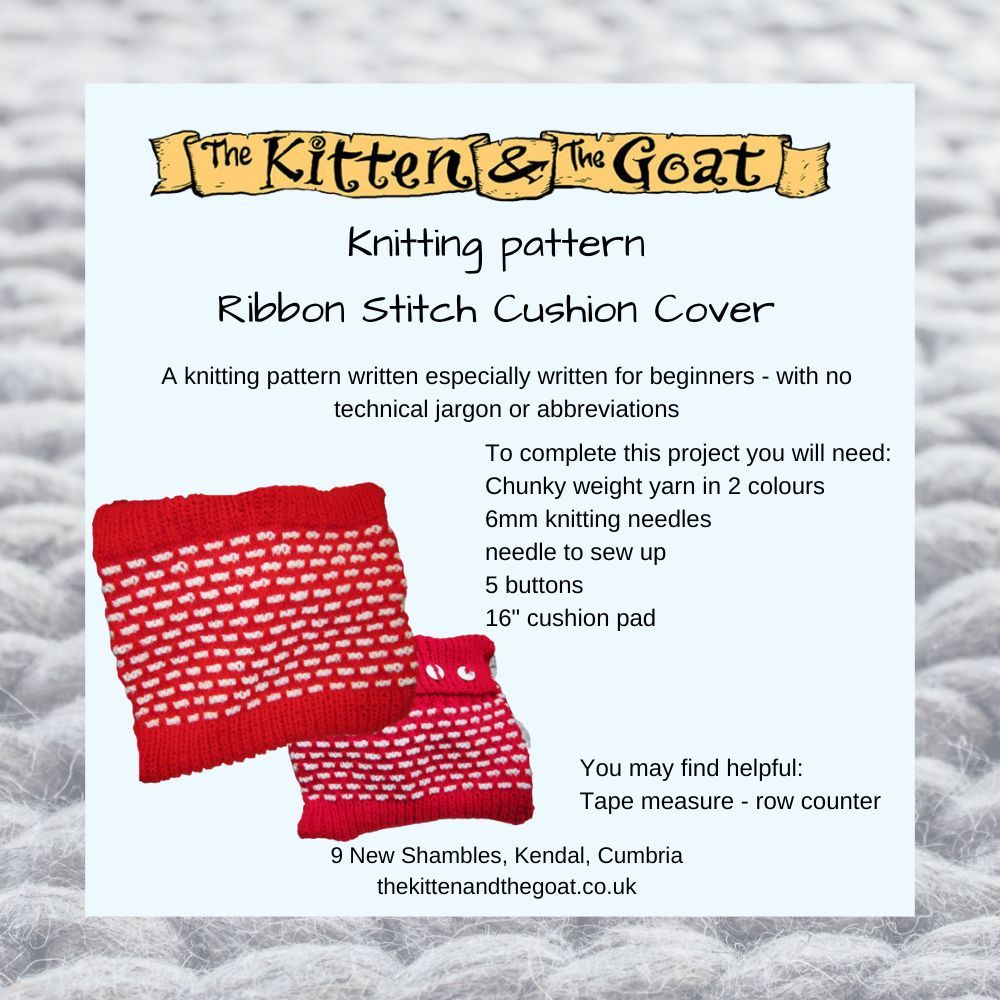 download knitting pattern - Ribbon Stitch cushion knitting pattern
