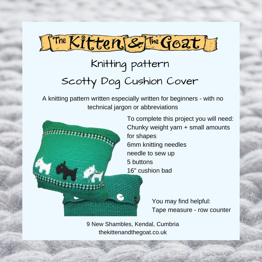 download knitting pattern - Cushion cover with a Scottie dog pattern knitti