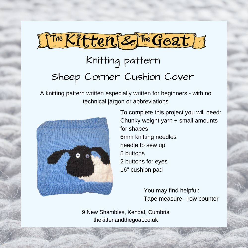 download knitting pattern - Cushion cover with a sheep in the corner knitti