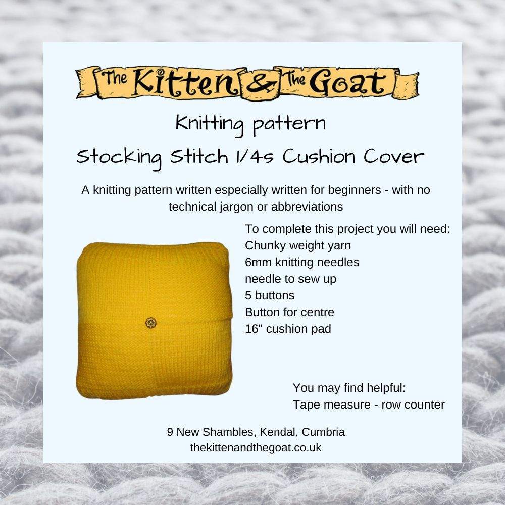 download knitting pattern - Simple stocking stitch quarters cushion cover