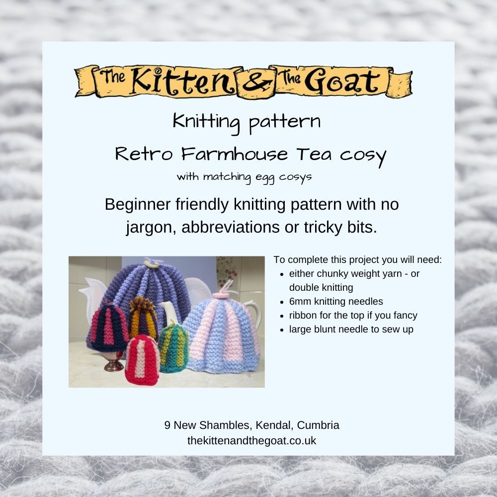 download knitting pattern - Retro Farmhouse Teapot Cosy knitting pattern