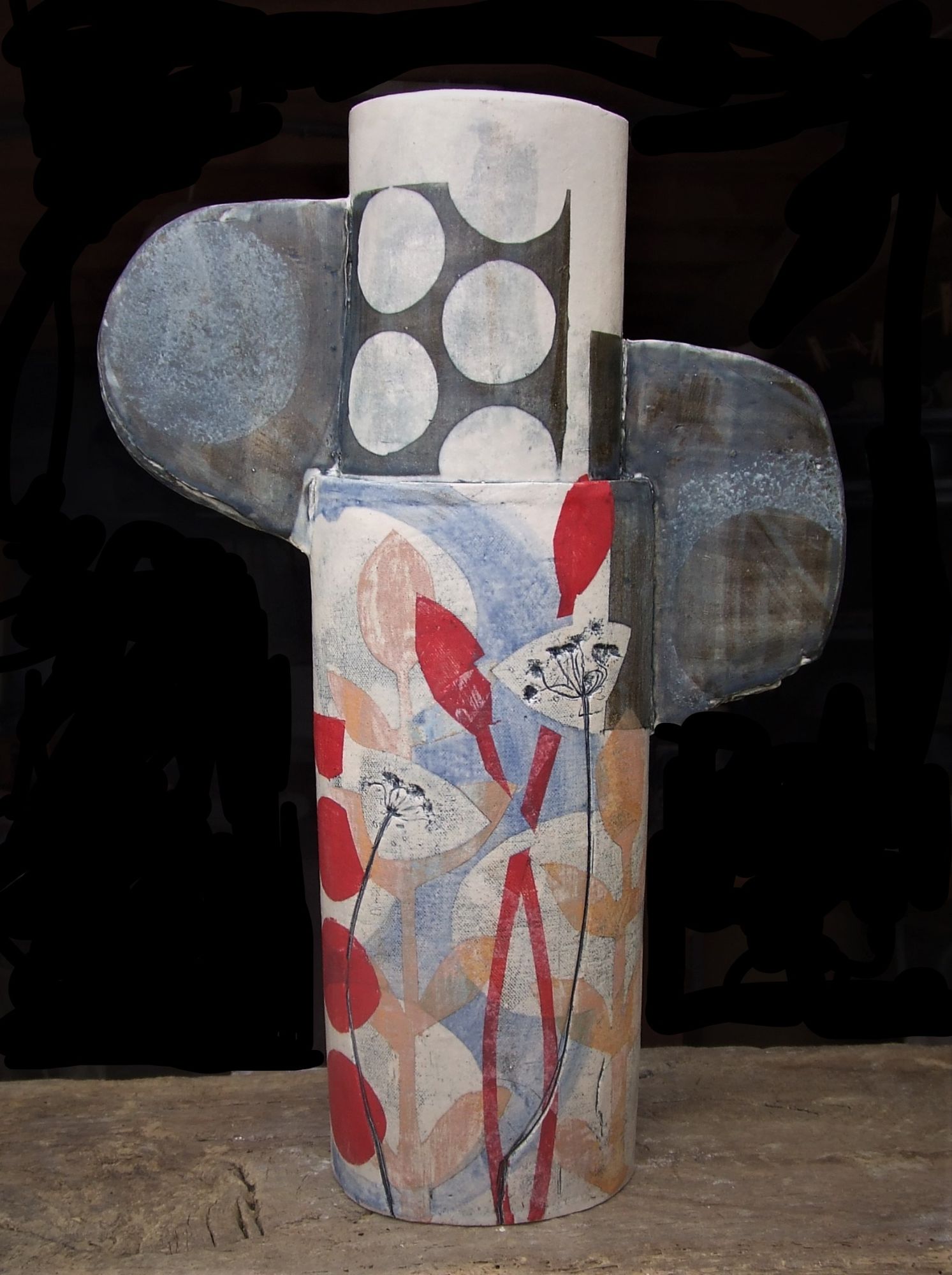 Large red totem with spots