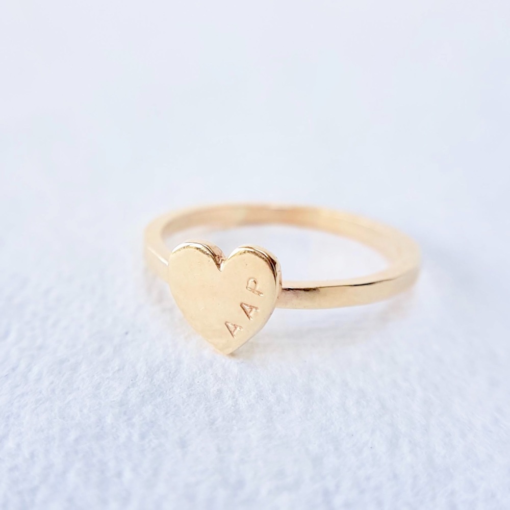 Personalised Gold Heart Ring