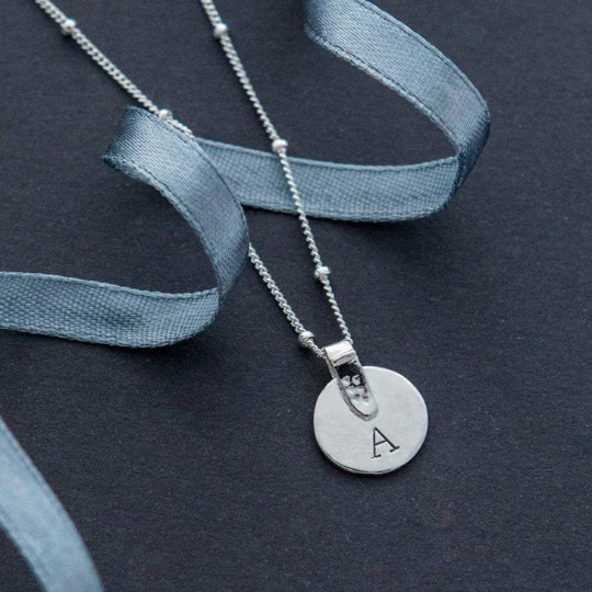 Round Sterling Silver Strap Necklace