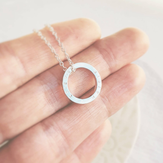 Personalised Minimalist Solo Silver Circle Necklace