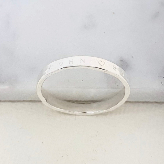Personalised Hammered Silver Stacking Ring