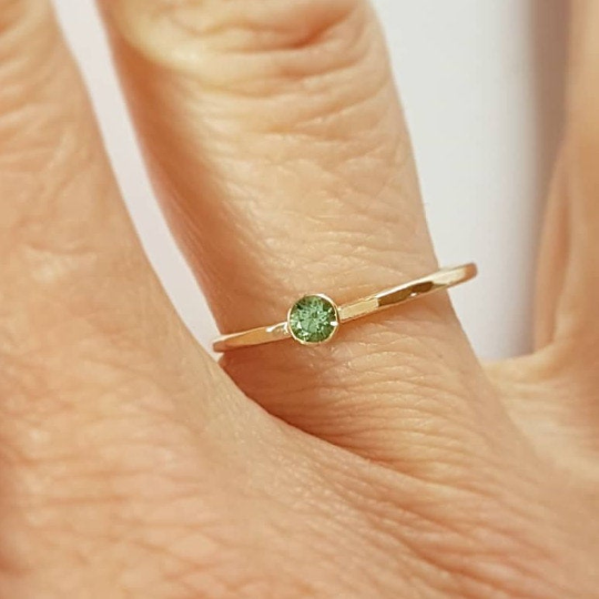 9ct Recycled Gold Tourmaline Solitaire Stacking Ring