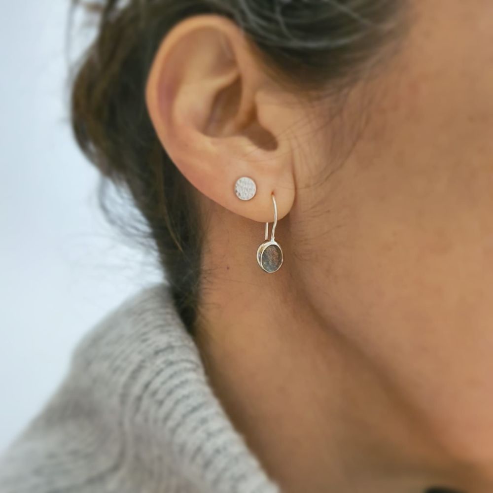 Sterling Silver Dimpled Disc Earrings