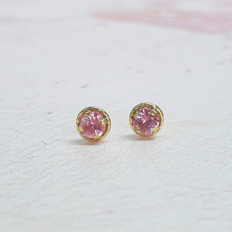 Pretty Pink Sapphire and 9ct Gold Stud Earrings