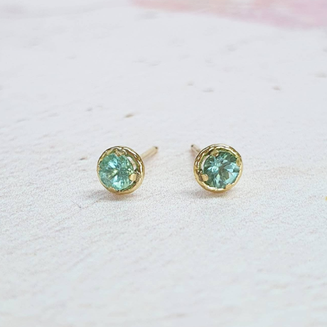 Ethical Pastel Tourmaline and 9ct Gold Stud Earrings