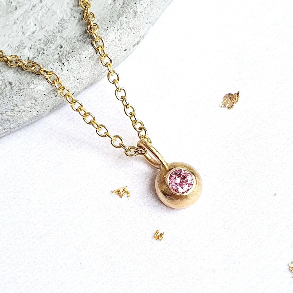 Pink Sapphire Dewdrop Necklace