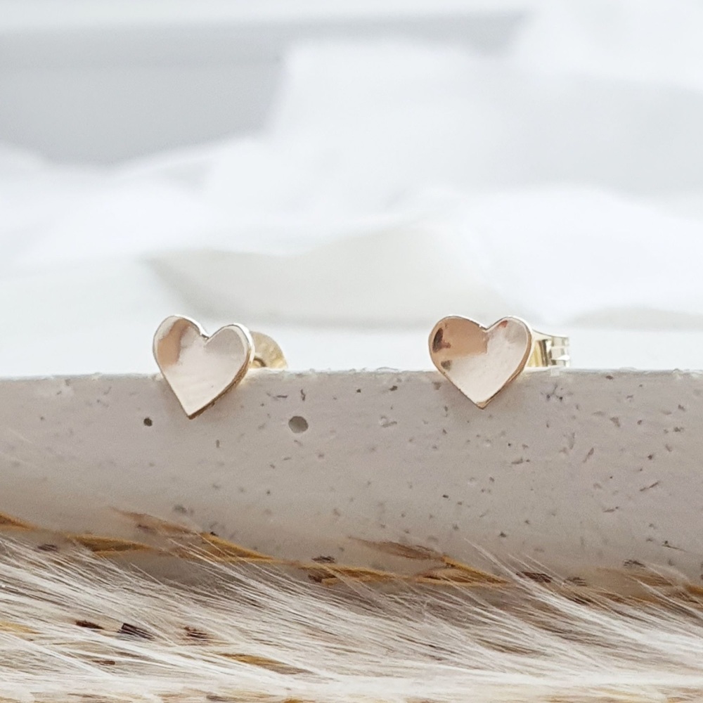 Teeny Tiny Gold Heart Stud Earrings