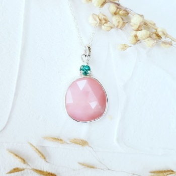 Pink and Green Opal and Tourmaline Necklace
