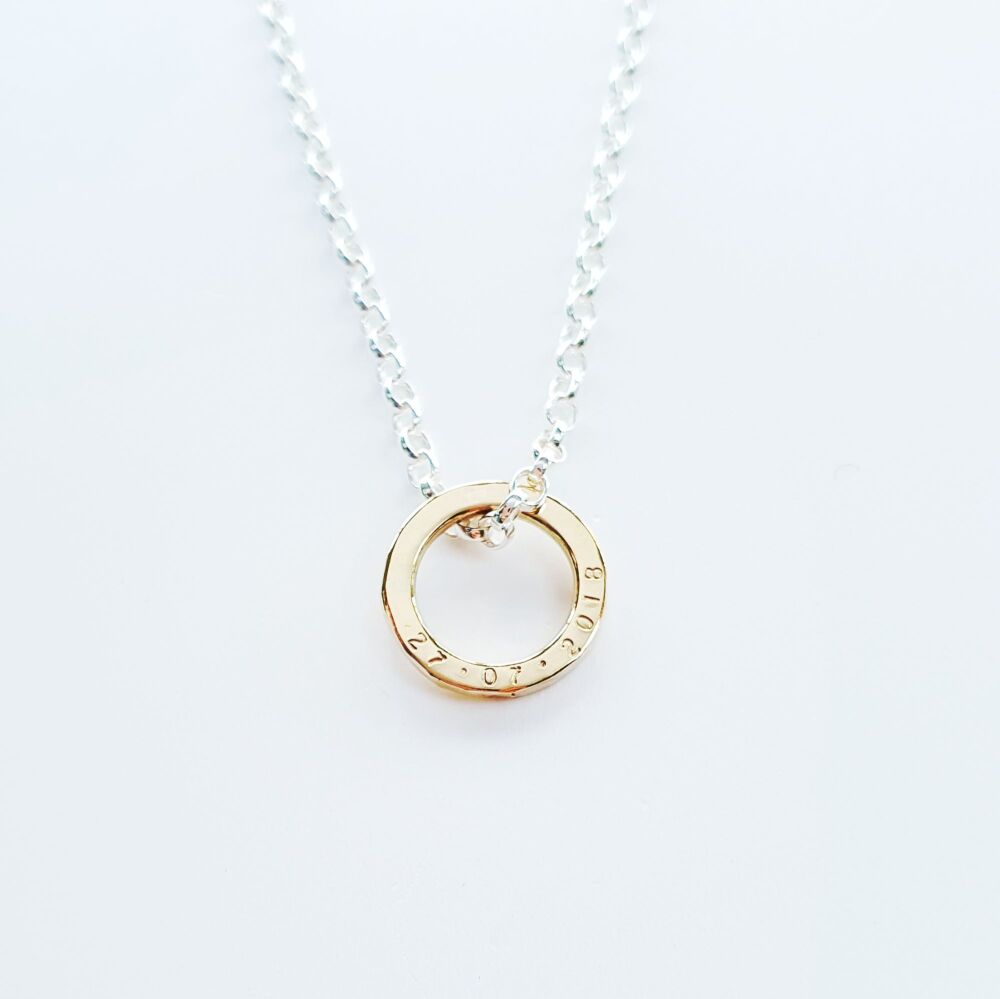 Classic Gold Circle on Silver Necklace