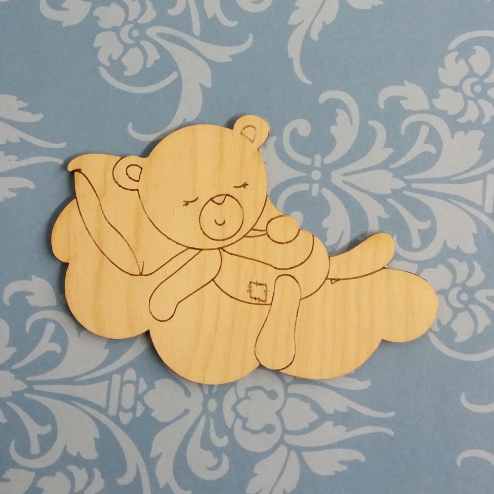 Sleeping Teddy Shape - Laser Cut Wooden Shapes and Craft 