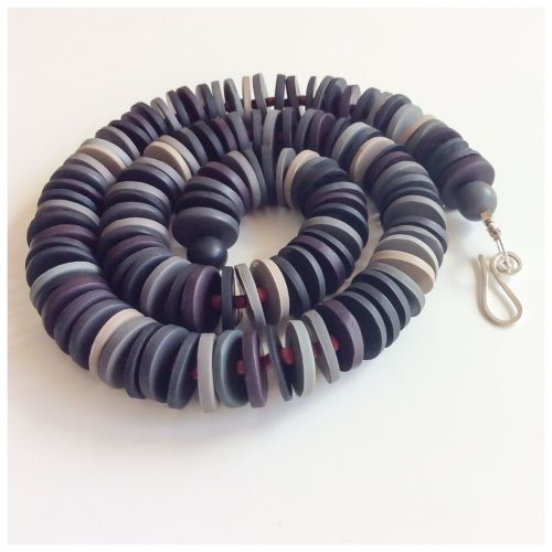 Medium Disc Necklace in Dark Greys and Black