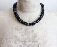 Medium Disc Necklace in Dark Greys and Black 