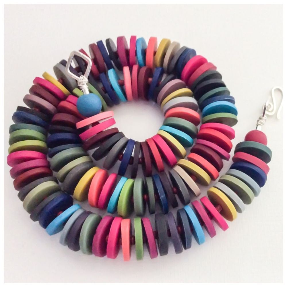 Medium Disc Necklace in Autumnal Multi Colours Colours