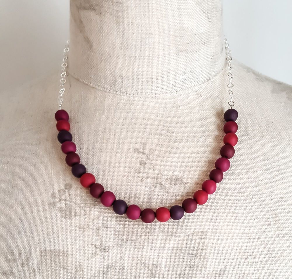 Beaded Sterling Silver Chain Necklace in Blackberry