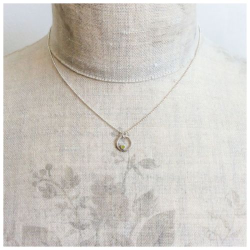 Tiny Dot Circle Pendant in Sulphur Yellow