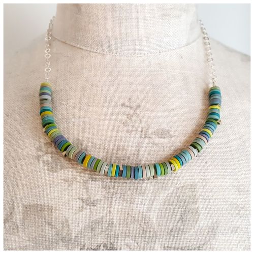 Tiny Disc Necklace in Spring Pastels with Sterling Silver Chain