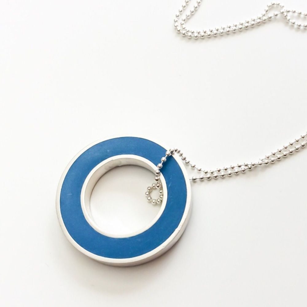 Colour Block Pendant Necklace in Blue