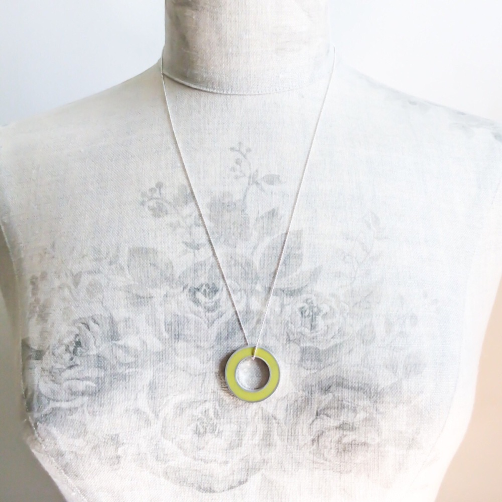 Colour Block Pendant Necklace in Sulphur Yellow