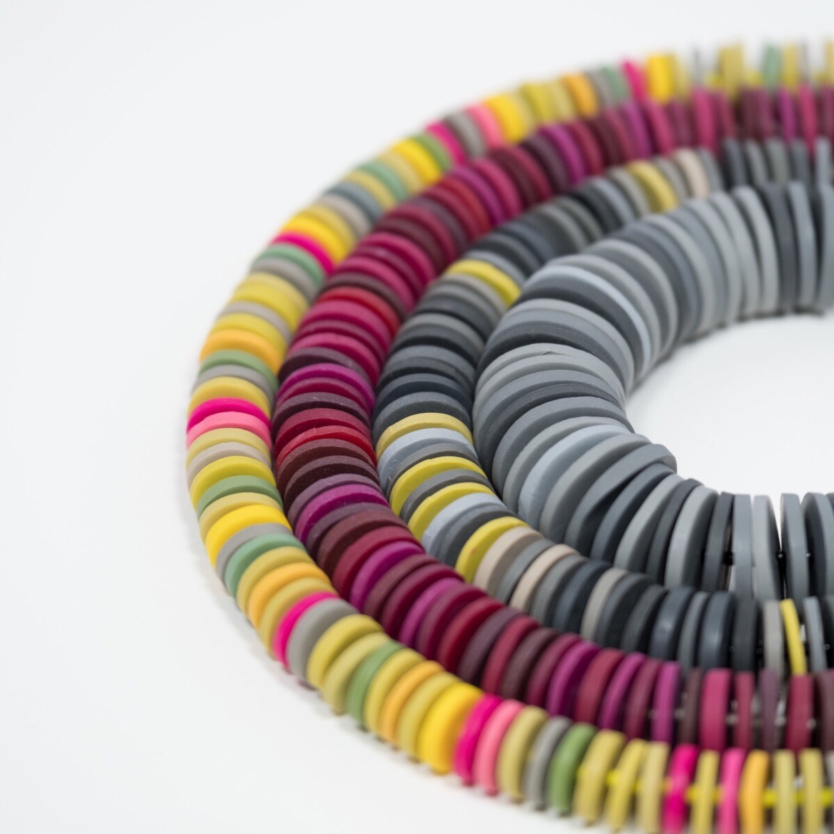 Handmade multicoloured handmade polymer bead necklaces by Colour Designs Jewellery