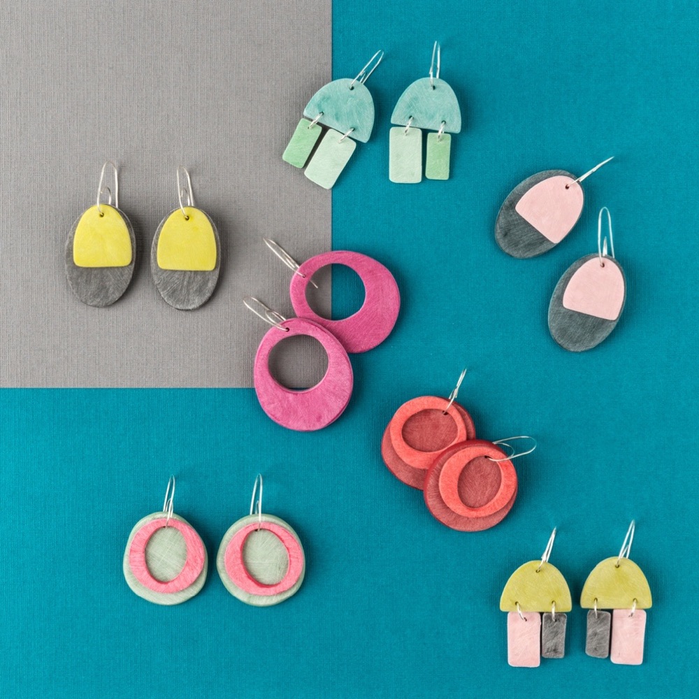 Statement Colourful Scratched Earrings