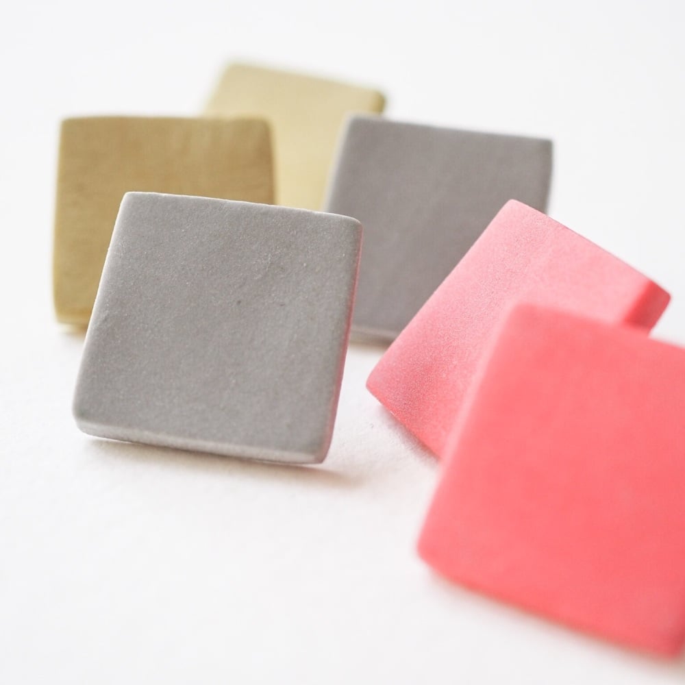 Giant Colourful Scratched Square Studs 