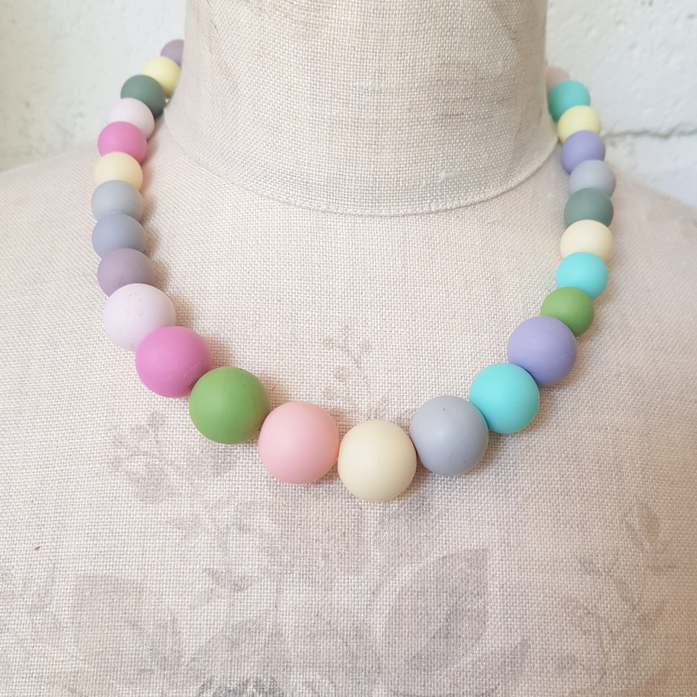 Graduated Bead Necklace in Cool  Spring Colours 