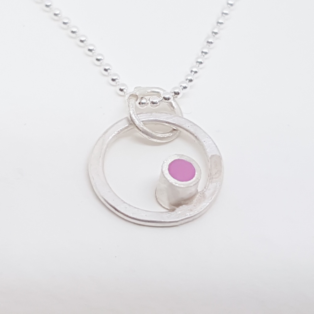 Tiny Dot Circle Pendant in Choice of Colours