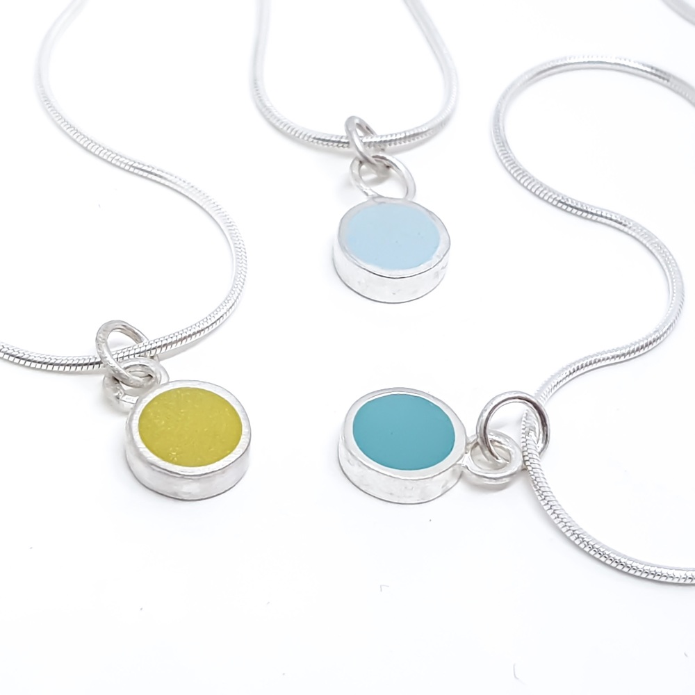 Colour Dot Circle Pendant Necklace in Choice of colours